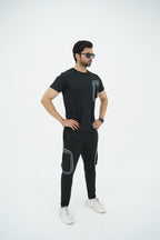 Nextage Black Spandex Cargo Tracksuit