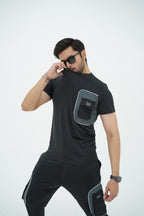 Nextage Black Spandex Cargo Tracksuit