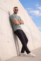Sage Green Nylon Mesh Crew Neck Tracksuit
