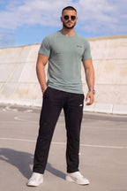 Sage Green Nylon Mesh Crew Neck Tracksuit