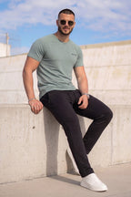 Sage Green Nylon Mesh Crew Neck Tracksuit