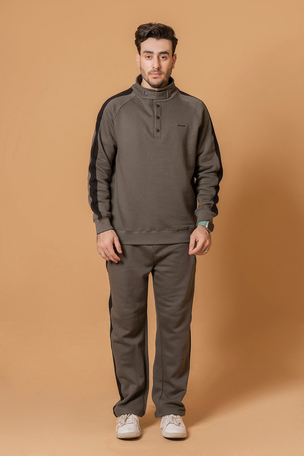 Mock Neck Tracksuit-Two-Piece Activewear Set