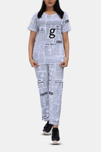 News Print Allover Pajama Set