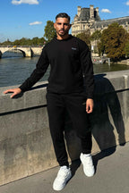 Nextage Black Textured Metal Slogan Tracksuit