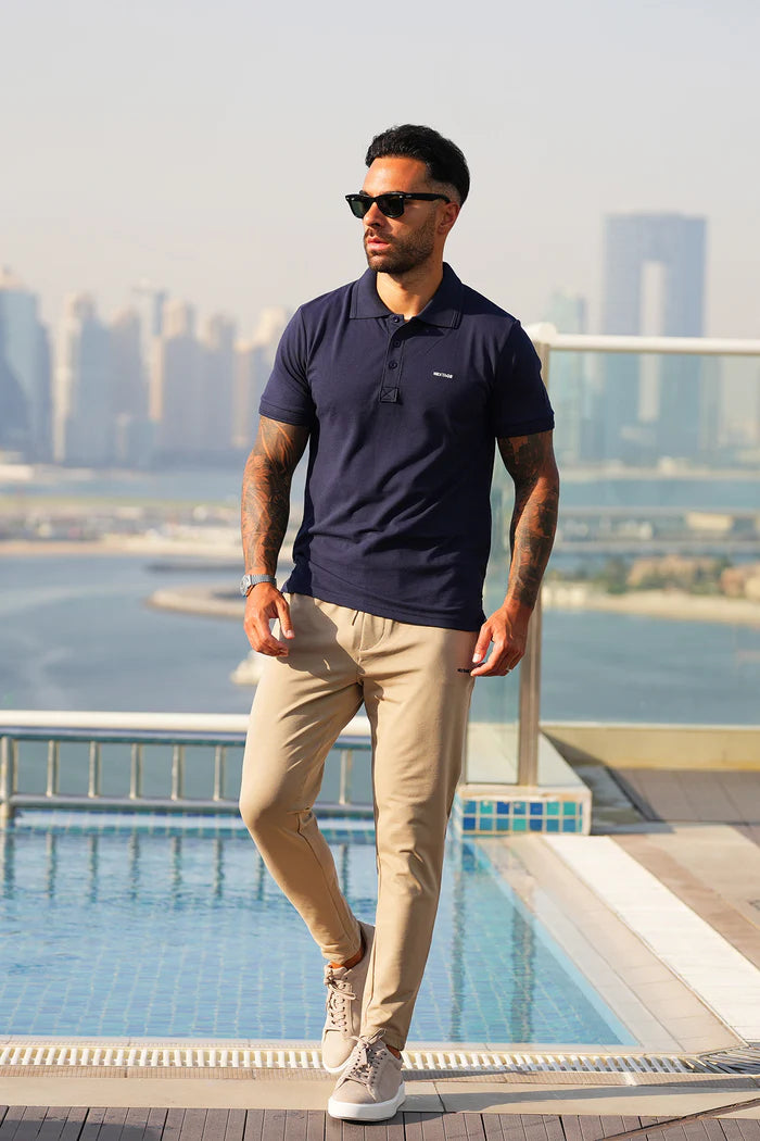 Navy Contrast Polo Tracksuit