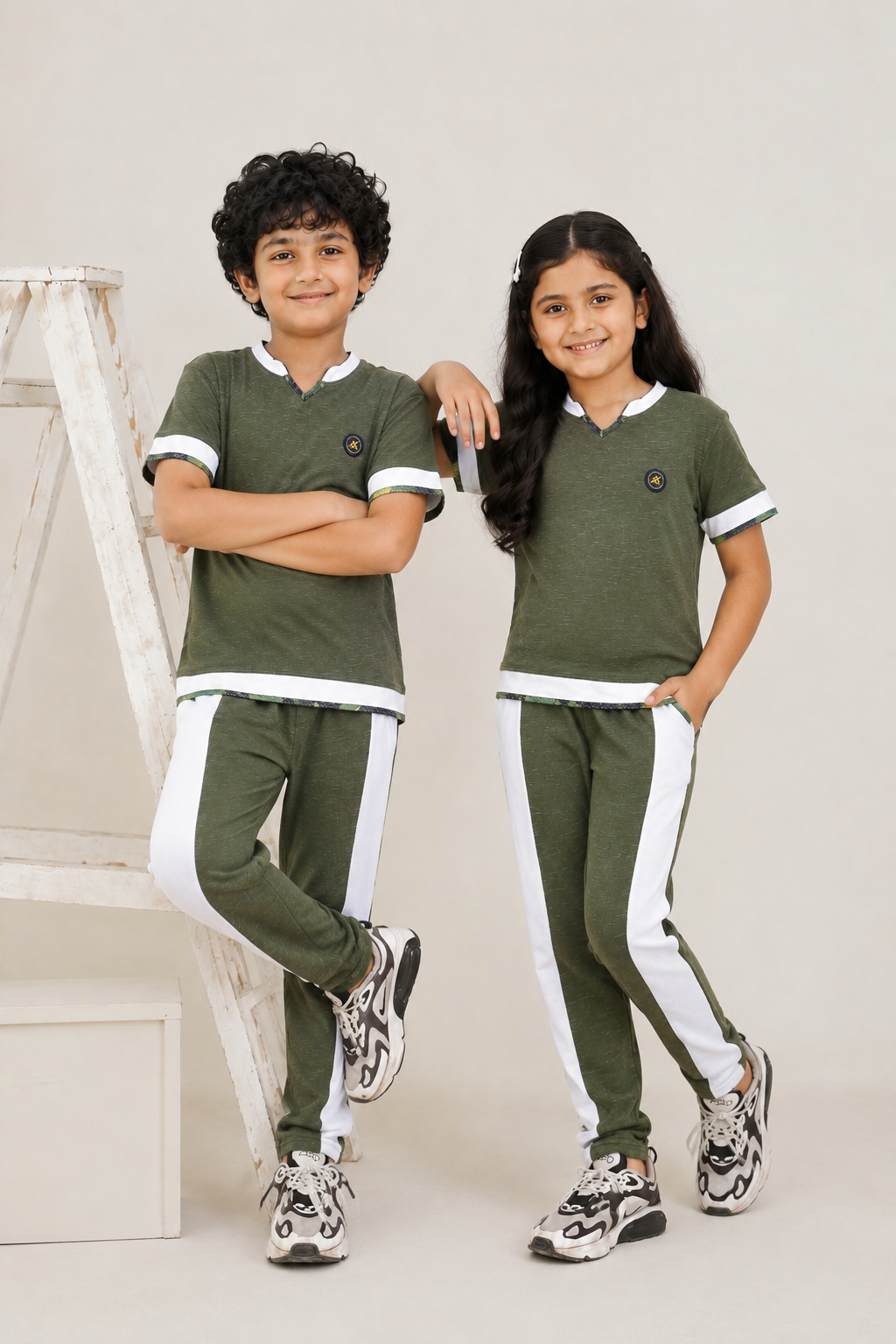 Nextage kids Green White Slub Textured Tracksuit