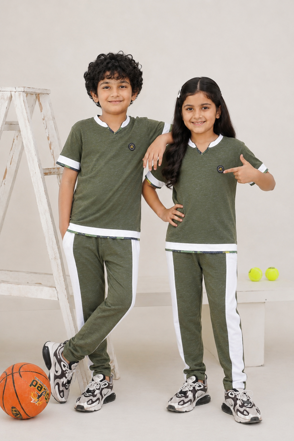 Nextage kids Green White Slub Textured Tracksuit