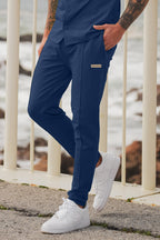 Smoke Grey Front Pleat Metal Badge Trouser