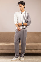Side view of Nextage grey & white knit co-ord set