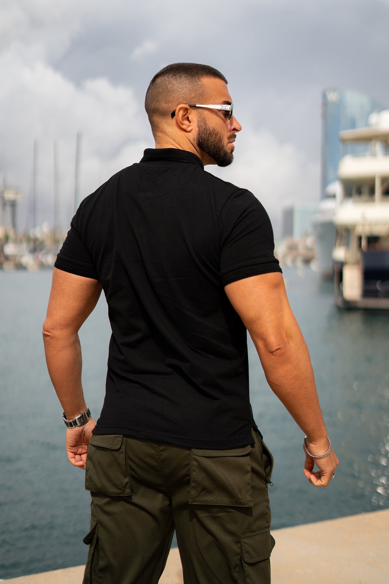 Black Polo Premium Olive Cargo Set