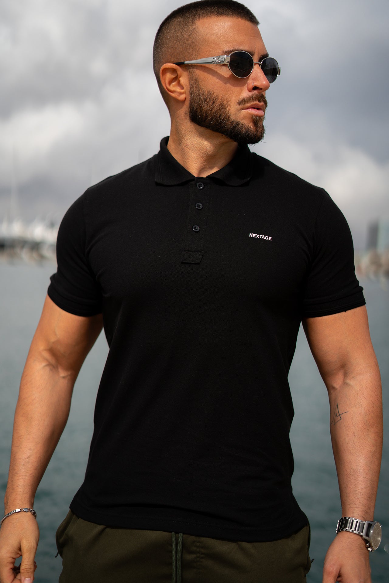 Black Polo Premium Olive Cargo Set