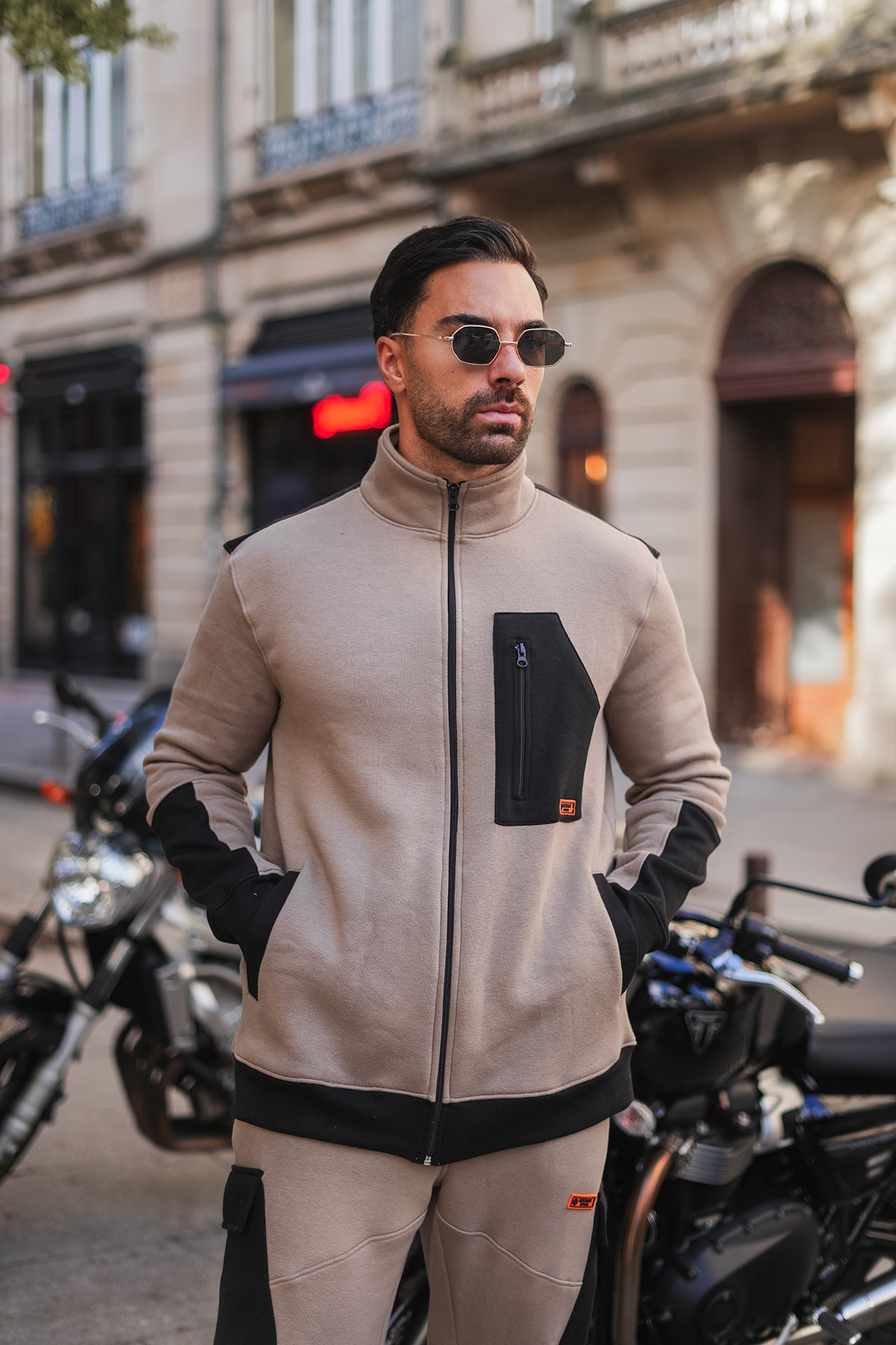 Nextage Beige Cotton Fleece Tracksuit