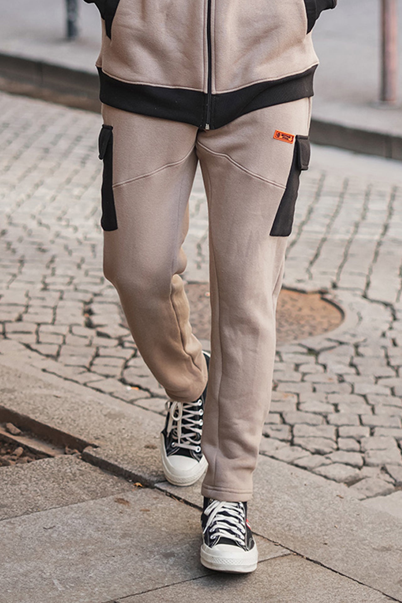 Beige Cotton Cargo Jogger