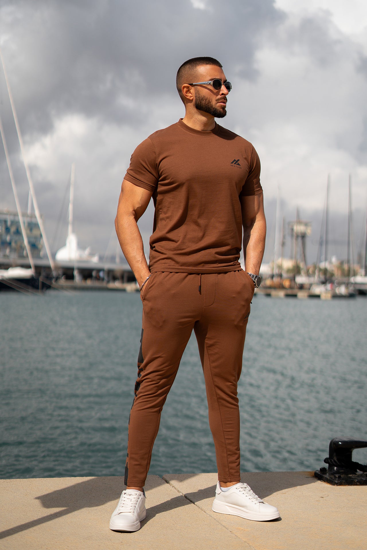 Nextage Brown Printed Tracksuit