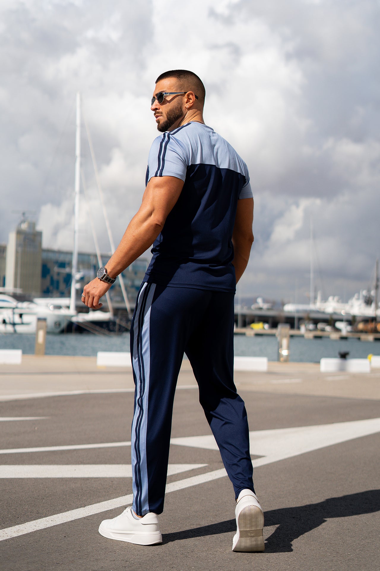 Blue Spandex Dri-fit Side Stripe Tracksuit
