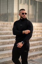 Nextage Black Zipper Detail Cotton Fleece Tracksuit