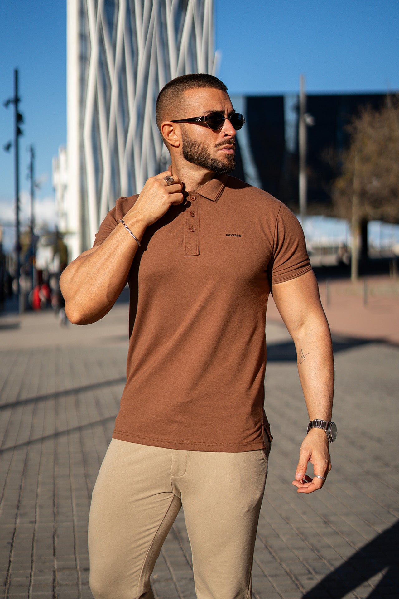 Nextage Coffee Polo Beige Trouser Pant Twinset