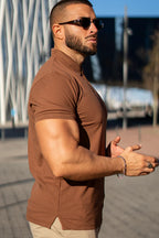 Nextage Brown Cotton Polo Shirt