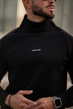 Black Zipper Cotton Sweatshirt