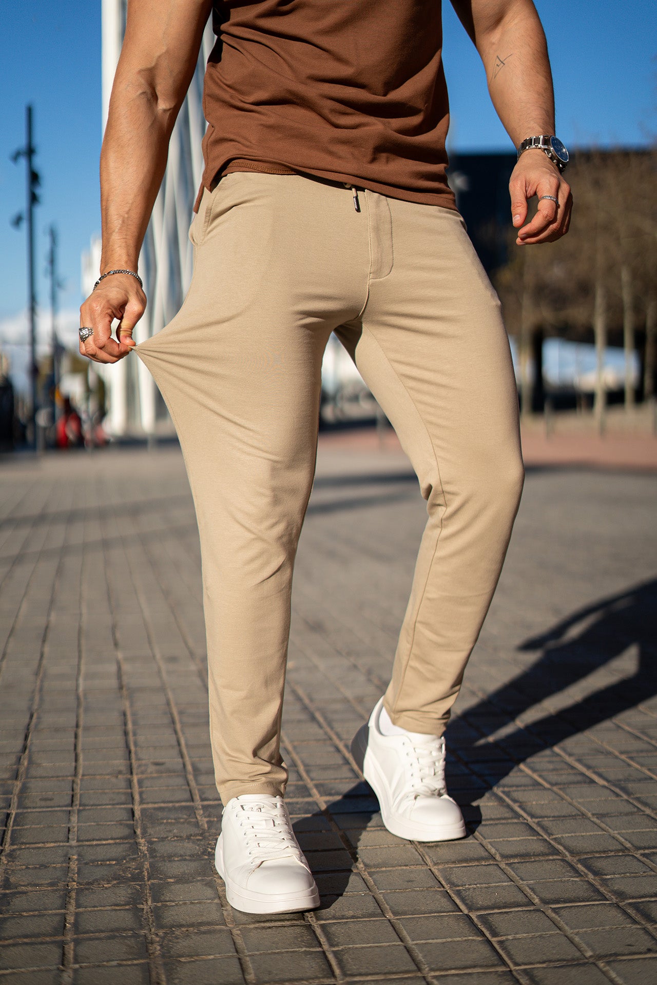 Nextage Coffee Polo Beige Trouser Pant Twinset