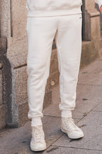 Cream Cotton Basic Jogger