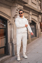 Nextage Slogan Cream Cotton Fleece Tracksuit