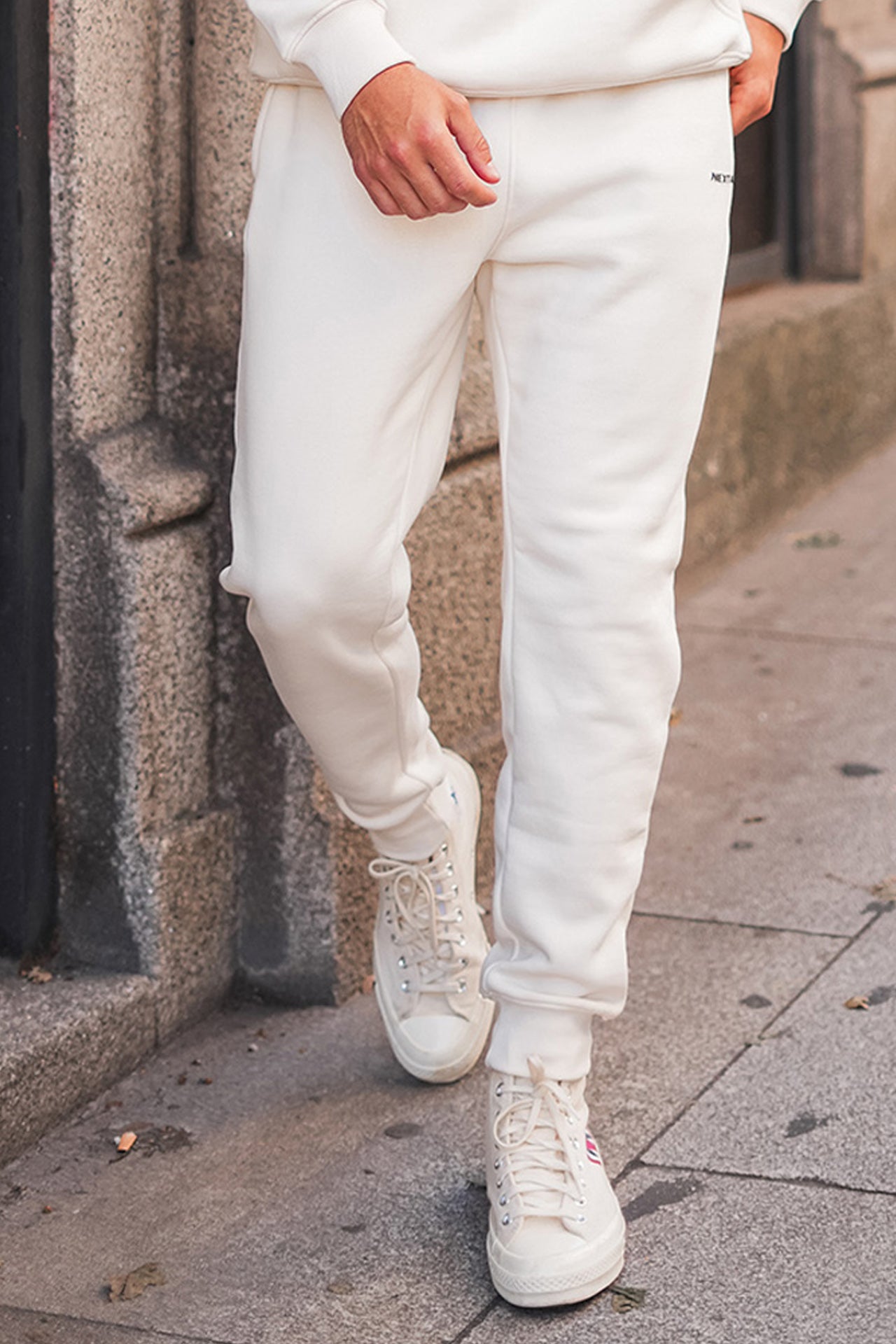 Cream Cotton Basic Jogger