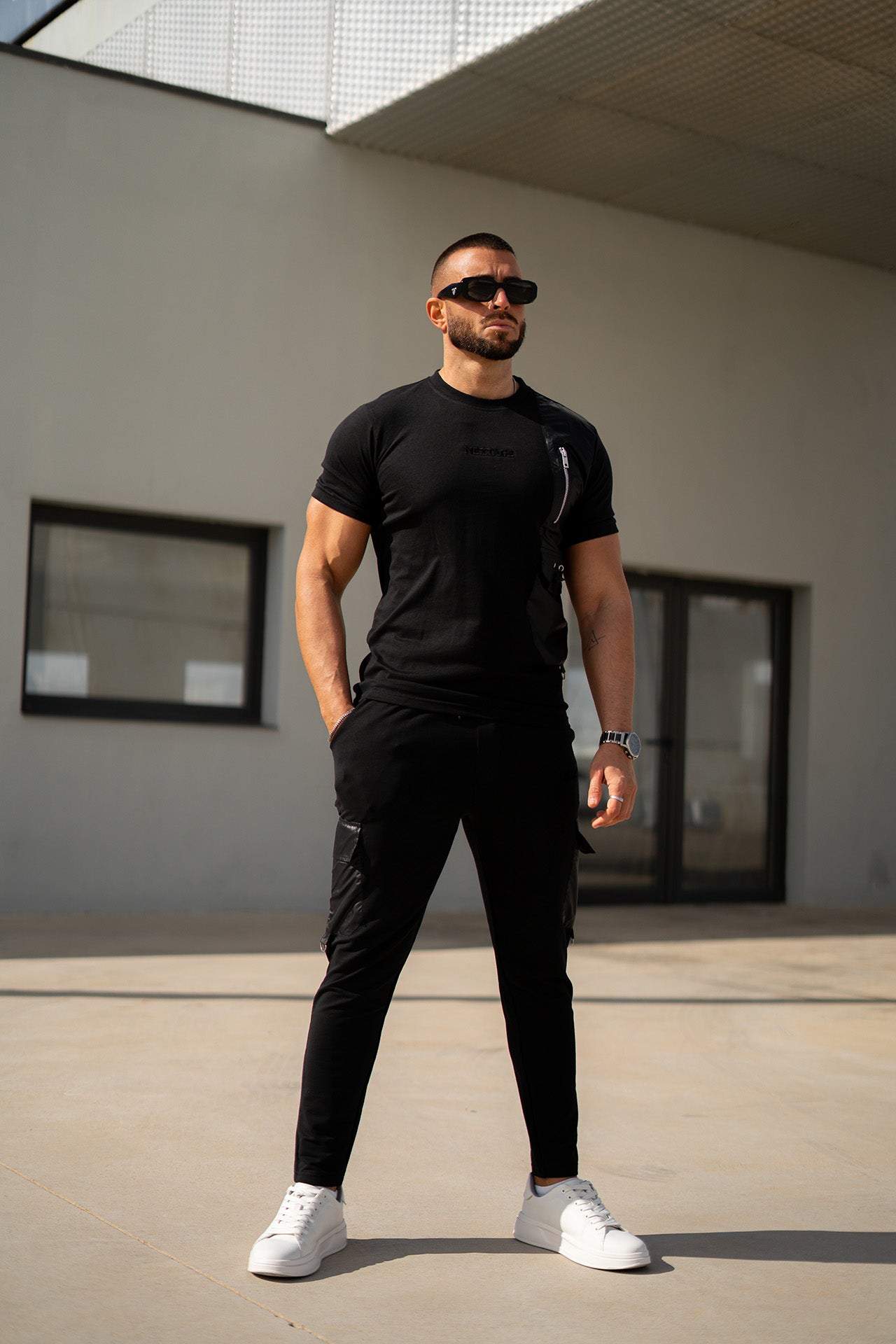 Nextage Black Embroidered Zip Detail Tracksuit