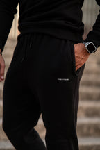 Black Zipper Cotton Jogger
