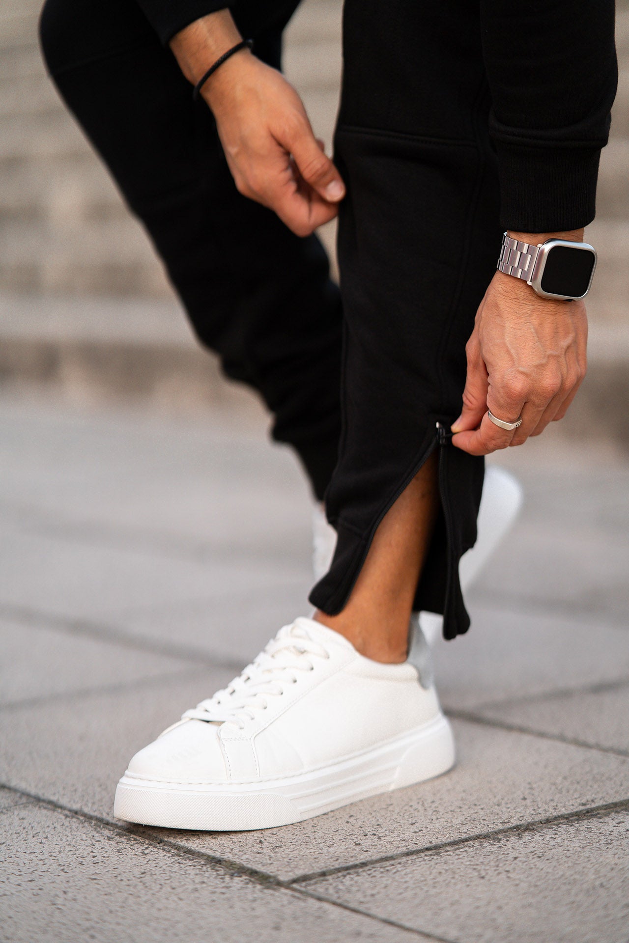 Nextage Black Zipper Detail Cotton Fleece Tracksuit