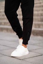 Black Zipper Cotton Jogger