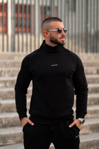 Nextage Black Zipper Detail Cotton Fleece Tracksuit