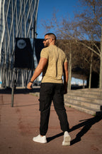 Premium Black Cargo Beige Spandex T-Shirt Set