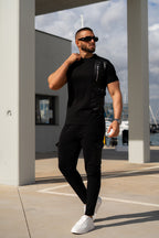 Nextage Black Embroidered Zip Detail Tracksuit