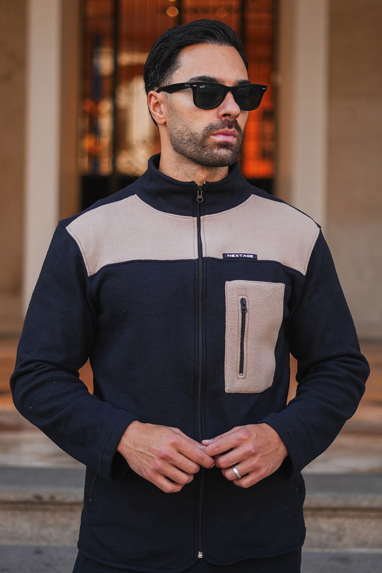 Polar Fleece Black Contrast Sweatshirt