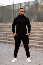 Nextage Black Zipper Detail Cotton Fleece Tracksuit