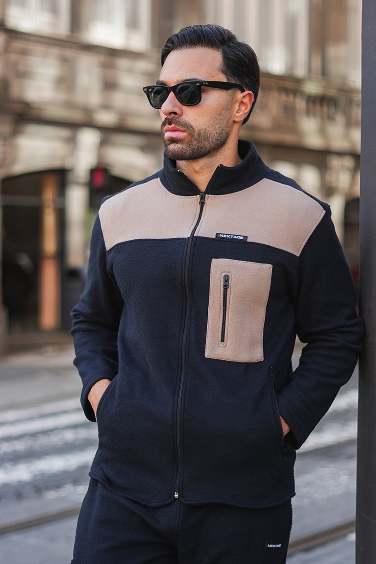 Polar Fleece Black Contrast Sweatshirt