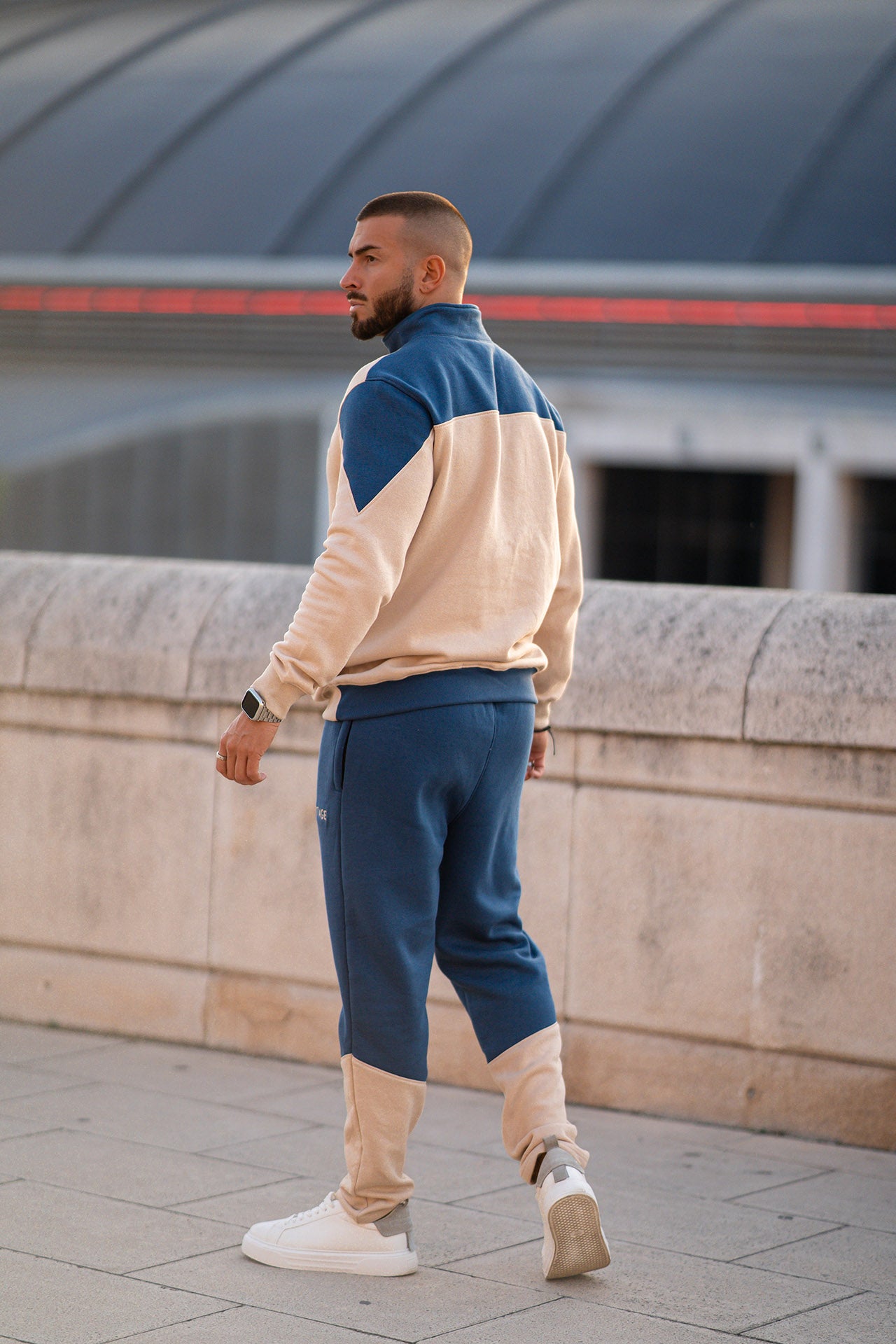 Nextage Oatmeal Quarter Zip Cotton Fleece Tracksuit