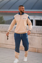 Nextage Oatmeal Quarter Zip Cotton Fleece Tracksuit