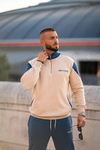 Nextage Oatmeal Quarter Zip Cotton Fleece Tracksuit