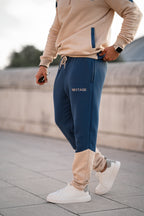 Blue Contrast Cotton Slogan Jogger