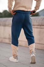 Blue Contrast Cotton Slogan Jogger
