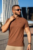 Nextage Brown Cotton Polo Shirt