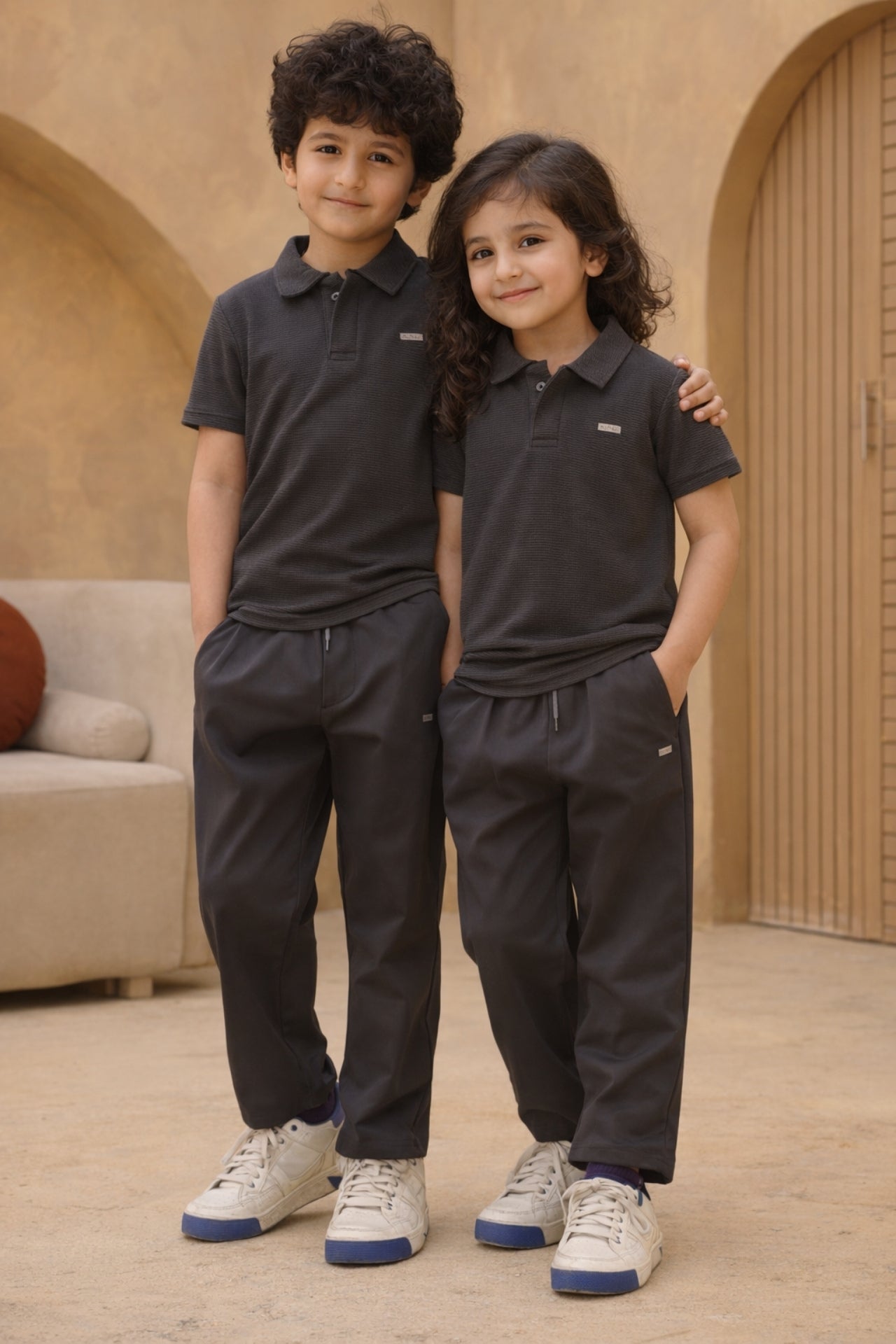 nextage kids premium polo charcoal tracksuit