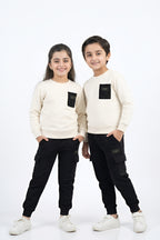 Nextage Kids Black Cream Cargo Tracksuit