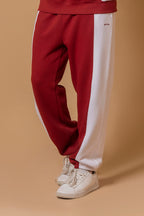 Buy Red and White Tracksuit Online-Loungewear Men's Set-Men's Full Tracksuit-Side Panel Joggers-Burgundy and White Tracksuit