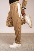 Nextage embroidered relaxed fit sand track pants for men 