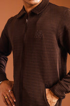 Brown zip-up tracksuit men by Nextage Clothing