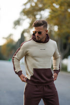 nextage beige and brown kangaroo pocket hoodie