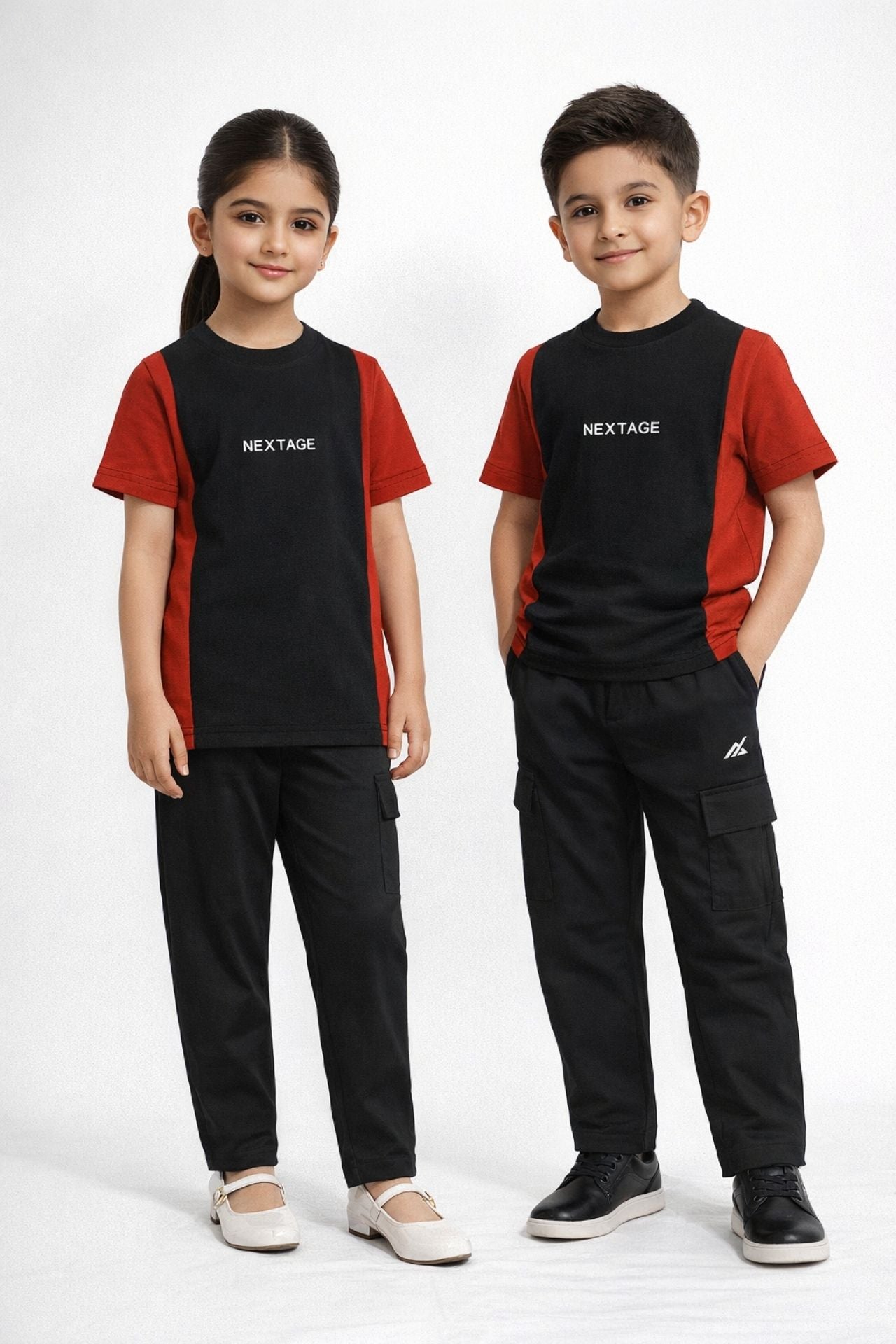 kids black red tracksuit